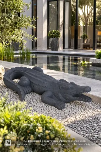 Product image of the product “Crocodile, 105cm Length | GRC (Glassfibre Reinforced Concrete), Bronze Finish ”